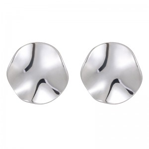 Large Round Glossy Stud Earrings Stainless Steel