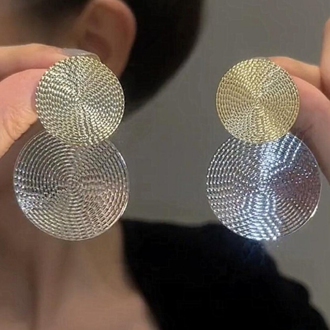 Fashion Silver Needle Exaggerated Earrings Round Sequins