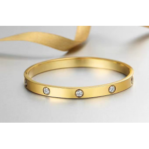 Gold Bracelets For Women 14K Gold Plated Friendship Love Bangle Bracelets Cubic Zirconia Stainless Steel Bracelet Jewelry Christmas Valentines Graduation Gifts For Women Teen Girls