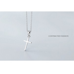 S925 Silver Simple Full Diamond Cross Necklace