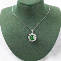 S925 Emerald Pendant Light Luxury High grade Necklace