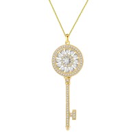 S925 Sterling Silver Key Diamond studded Necklace