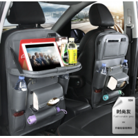 PU Leather Car Storage Bag Multifunction Seat Back Tray Hanging Bag Waterproof Car Organizer Automotive Interior Accessories