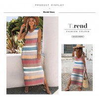 Colorful Stripes High-waisted Skirt Dress Women