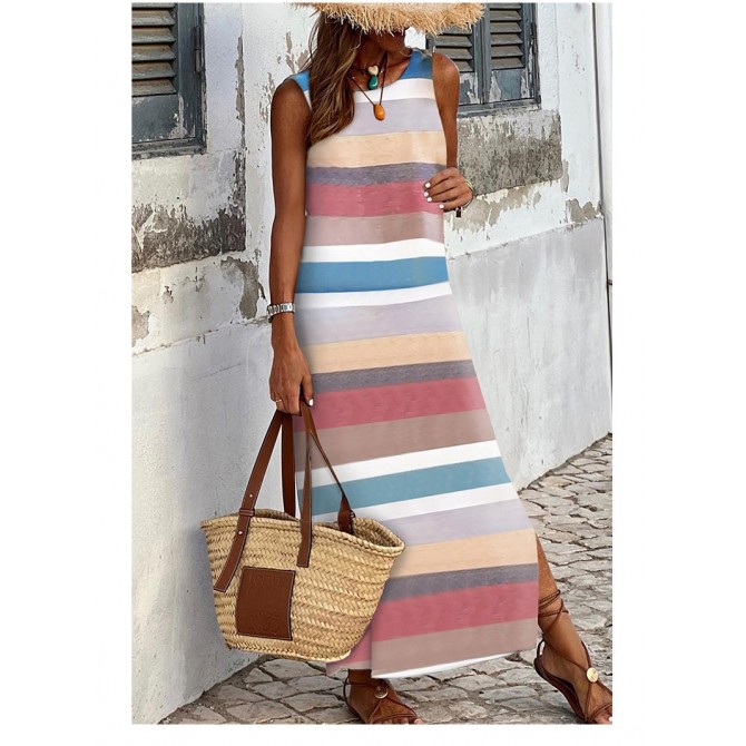 Colorful Stripes High-waisted Skirt Dress Women