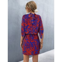 Women's Fashion Irregular Sleeve Printing Dress