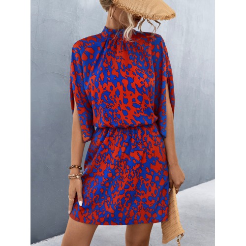 Women's Fashion Irregular Sleeve Printing Dress