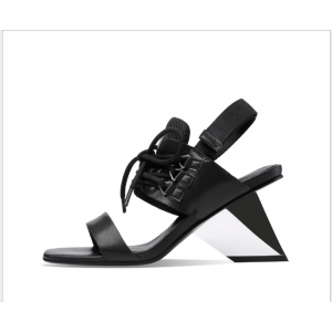 Women Shoes Special-shaped Heel High-heeled Leather Color Matching Strap Summer New Foreign Trade Sandals