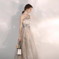 Spring and summer long banquet evening dress