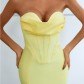 Beige French Style Off-shoulder Dress Women's Summer High-grade Tube Top Collarbone Romantic Bandage Dress