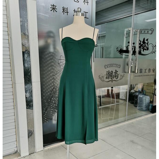 Summer Women's Chiffon Suspenders Waist And American Dress