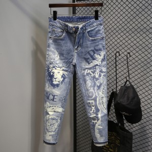Lion Print Men's Jeans Slim Fit