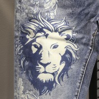 Lion Print Men's Jeans Slim Fit
