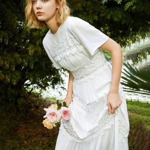 Summer Texture Cotton Ruffled Long Dress Heavy Embroidery Dress