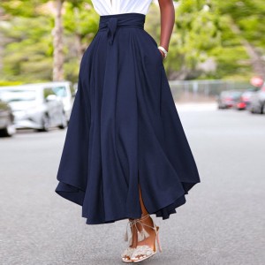 Women Skirts Vintage Zipper Long Maxi Skirts