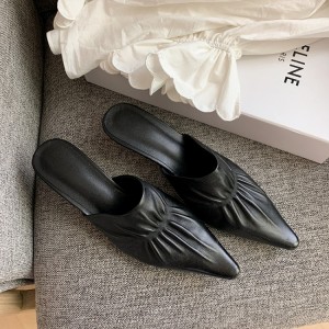 French Baotou Slippers Women's Middle Heel Summer