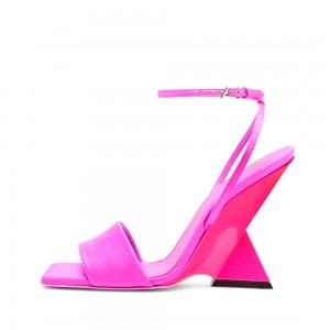 Summer New Open Toe Chunky Heel Square Toe Buckle High Heel Sandals