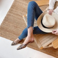Summer Snake Pattern Simple And Versatile Flat-heeled Muller Sandals And Slippers