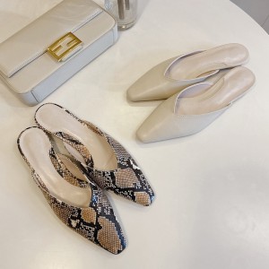 Summer Snake Pattern Simple And Versatile Flat-heeled Muller Sandals And Slippers