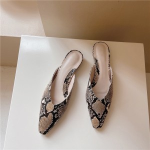 Summer Snake Pattern Simple And Versatile Flat-heeled Muller Sandals And Slippers