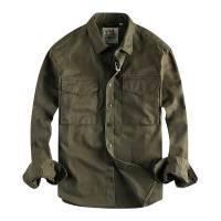 Retro Workwear Three-dimensional Pocket Shirt Men's Cotton Long Sleeve Loose