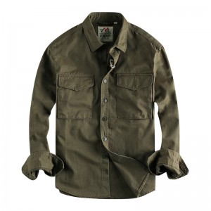 Retro Workwear Three-dimensional Pocket Shirt Men's Cotton Long Sleeve Loose