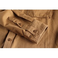 Retro Workwear Three-dimensional Pocket Shirt Men's Cotton Long Sleeve Loose