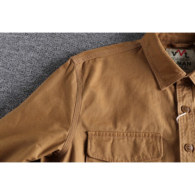 Retro Workwear Three-dimensional Pocket Shirt Men's Cotton Long Sleeve Loose