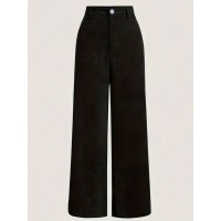 Women's Casual Straight-leg Solid Color Velvet Trousers