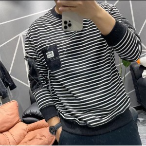 Autumn Round Neck Pullover Stripe Sweater Man