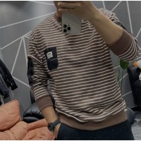 Autumn Round Neck Pullover Stripe Sweater Man