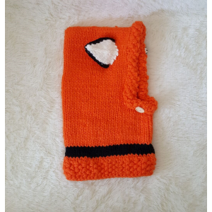 Children's wool knit hat hand-knitted warm earmuffs cape caps for children
