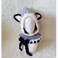 Children's wool knit hat hand-knitted warm earmuffs cape caps for children