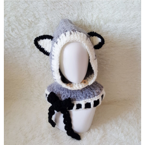 Children's wool knit hat hand-knitted warm earmuffs cape caps for children