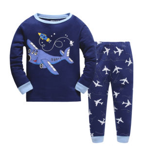 Boys and girls pajamas cotton long sleeve round neck
