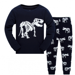 Boys and girls pajamas cotton long sleeve round neck