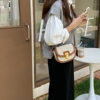 Saddle Bag Commuter Shoulder Canvas Contrast Color Square Purse