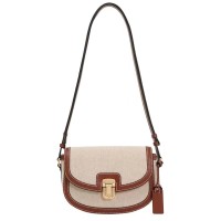 Saddle Bag Commuter Shoulder Canvas Contrast Color Square Purse