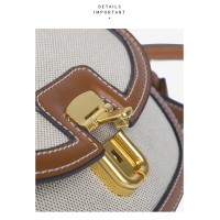 Saddle Bag Commuter Shoulder Canvas Contrast Color Square Purse