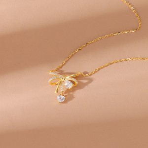 Bow Necklace Silver Women 925 Silver Light Luxury