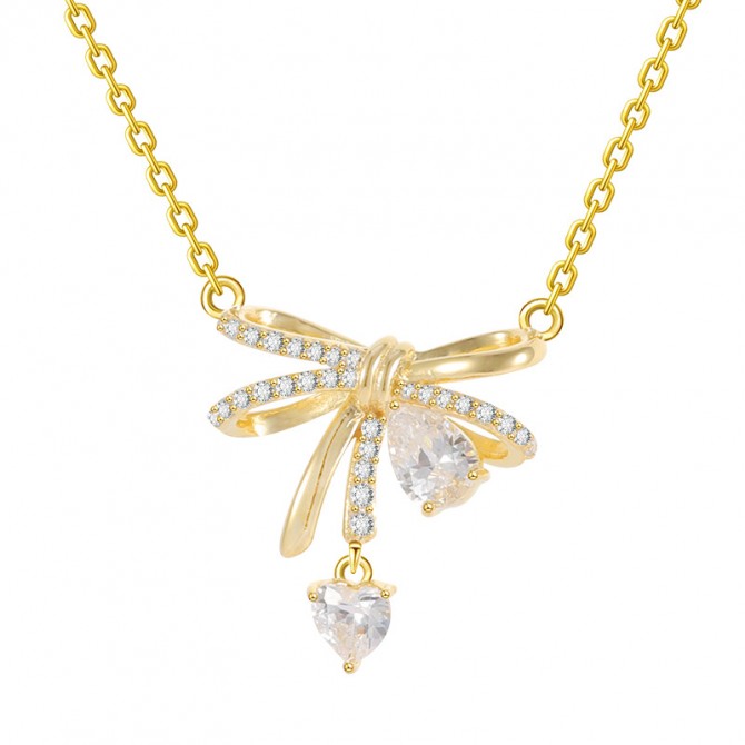 Bow Necklace Silver Women 925 Silver Light Luxury