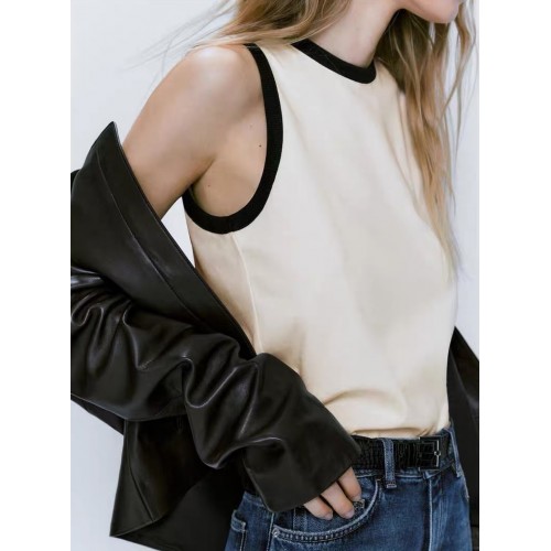 Women's Cotton Comfortable Color Matching Short-sleeved T-shirt