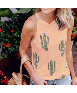 Summer Cactus Print Women T Shirt Casual Halter Harajuku Women Tops  Shirts Women Tops