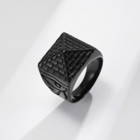 Egyptian Pyramid Horus Eye Stainless Steel Pharaoh Ring