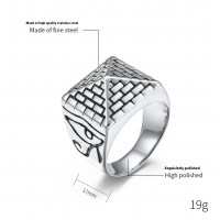 Egyptian Pyramid Horus Eye Stainless Steel Pharaoh Ring