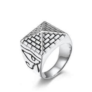 Egyptian Pyramid Horus Eye Stainless Steel Pharaoh Ring