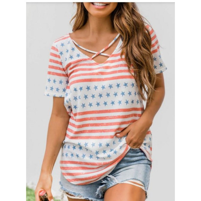 Summer Short-Sleeved Printed T-Shirt Women's Top