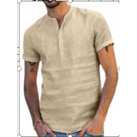 Collar Cotton Linen Shirts With Short Sleeves Shirt