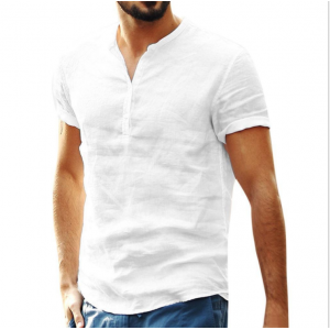 Collar Cotton Linen Shirts With Short Sleeves Shirt