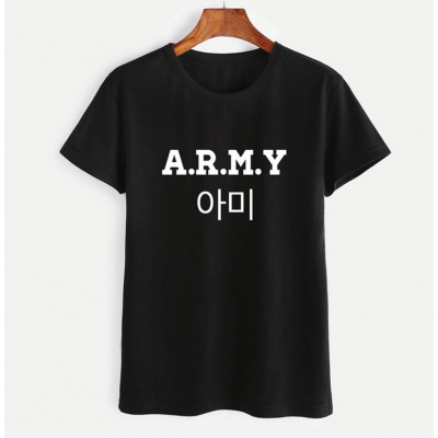 ARMY T - shirts english, digital letters, street short-sleeved